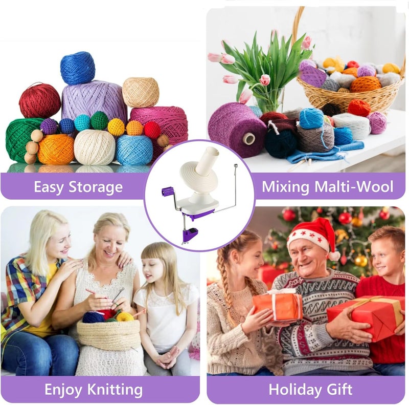 RRigo Yarn Ball Winder, Hand Purple Ball Winders for Yarn, Yarn Winder with Easy Installation for Yarn Storage +2PCS Adjustable Knitting Loop Crochet+10 PCS Stitch Knitting Needles +10 PCS Plastic Needles - Image 5